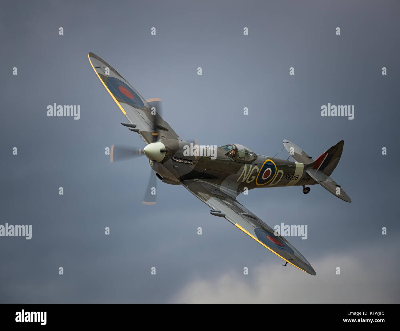 Supermarien Spitfire showing it´s beautiful design in the air Stock Photo