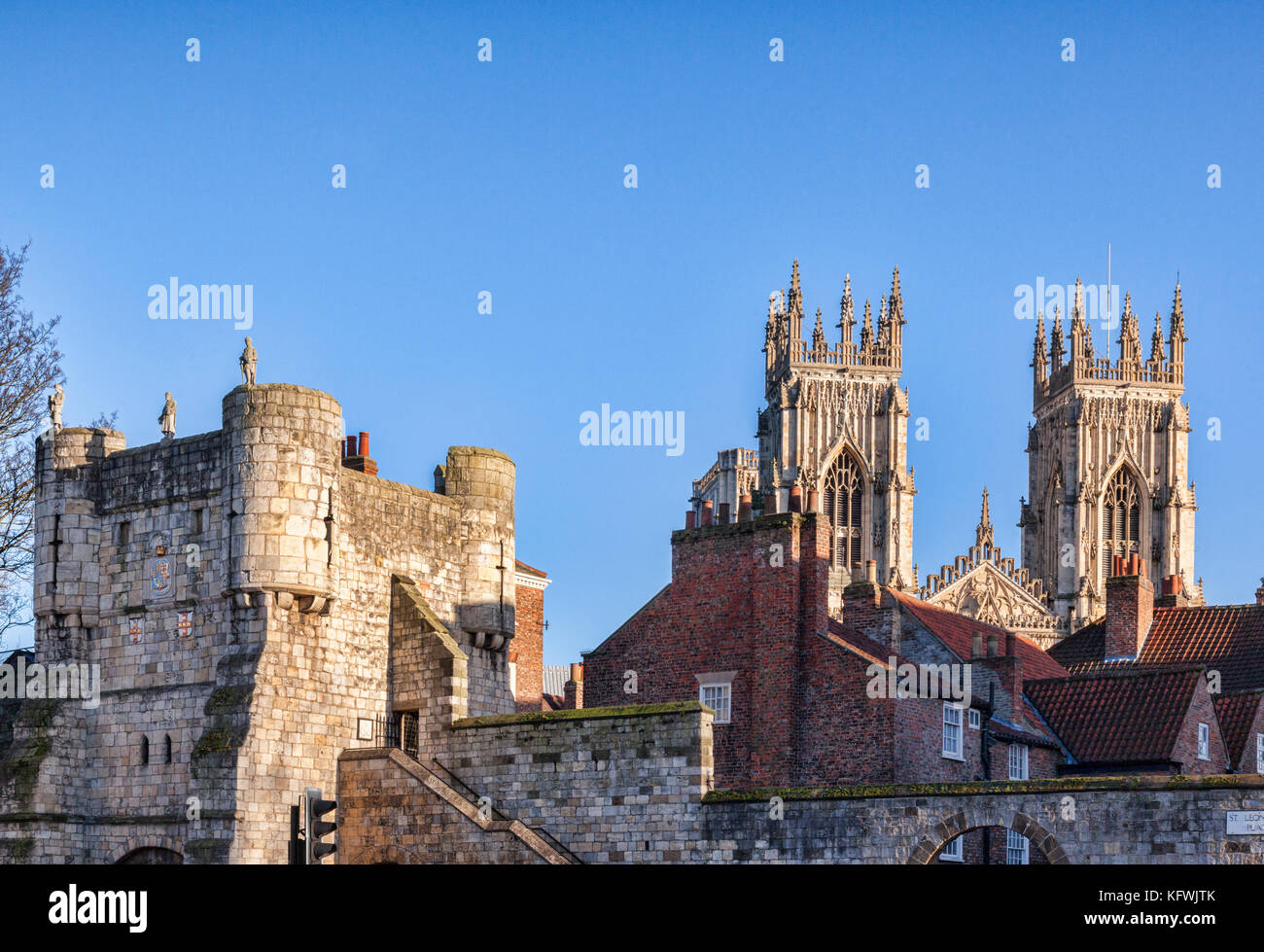 Roof tops of the city of York, North Yorkshire, England, UK, with Monkgate on the left, and York Minster on the right. Stock Photo
