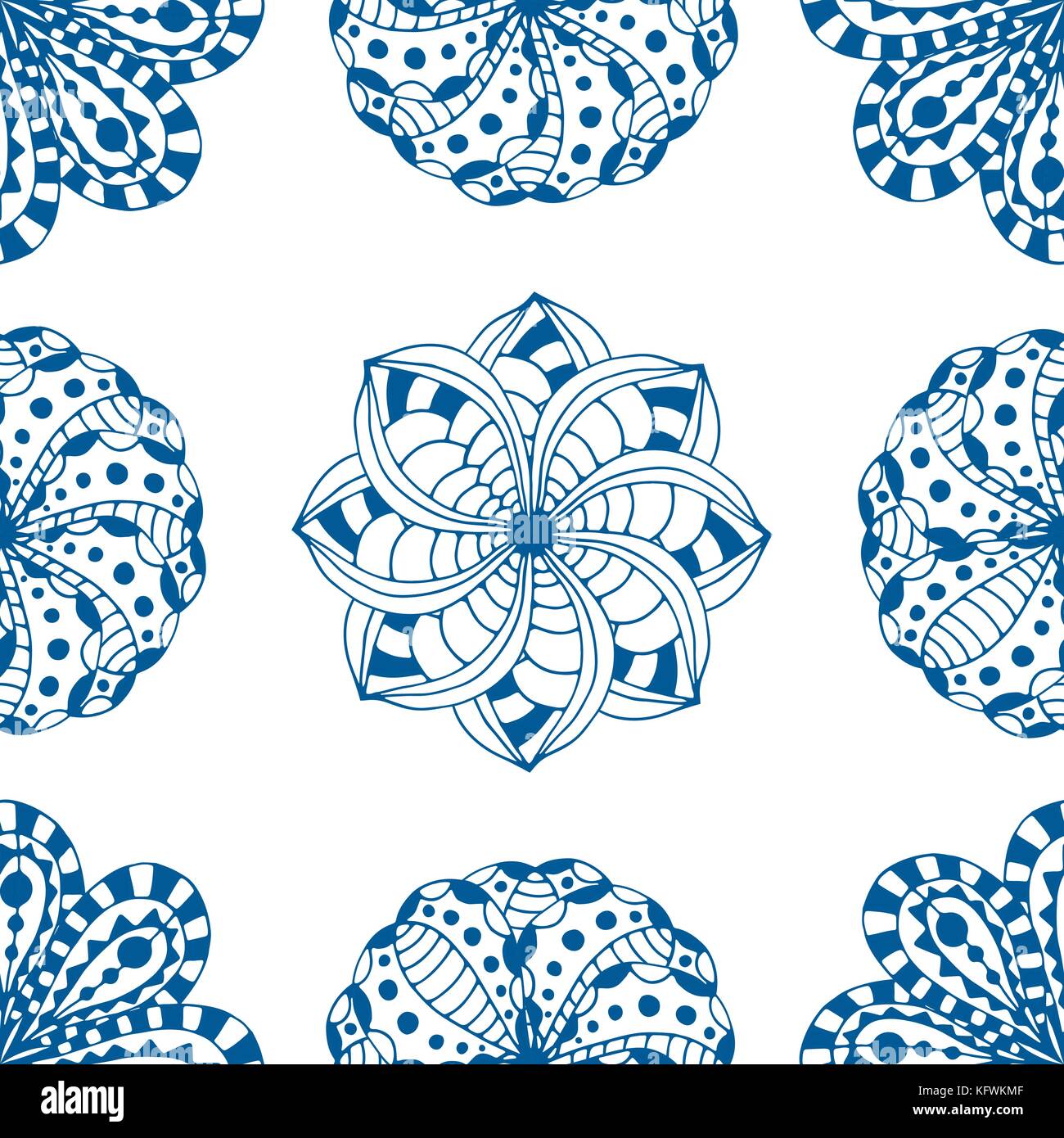 Vector seamless blue pattern. Isolated on white Stock Vector Image ...