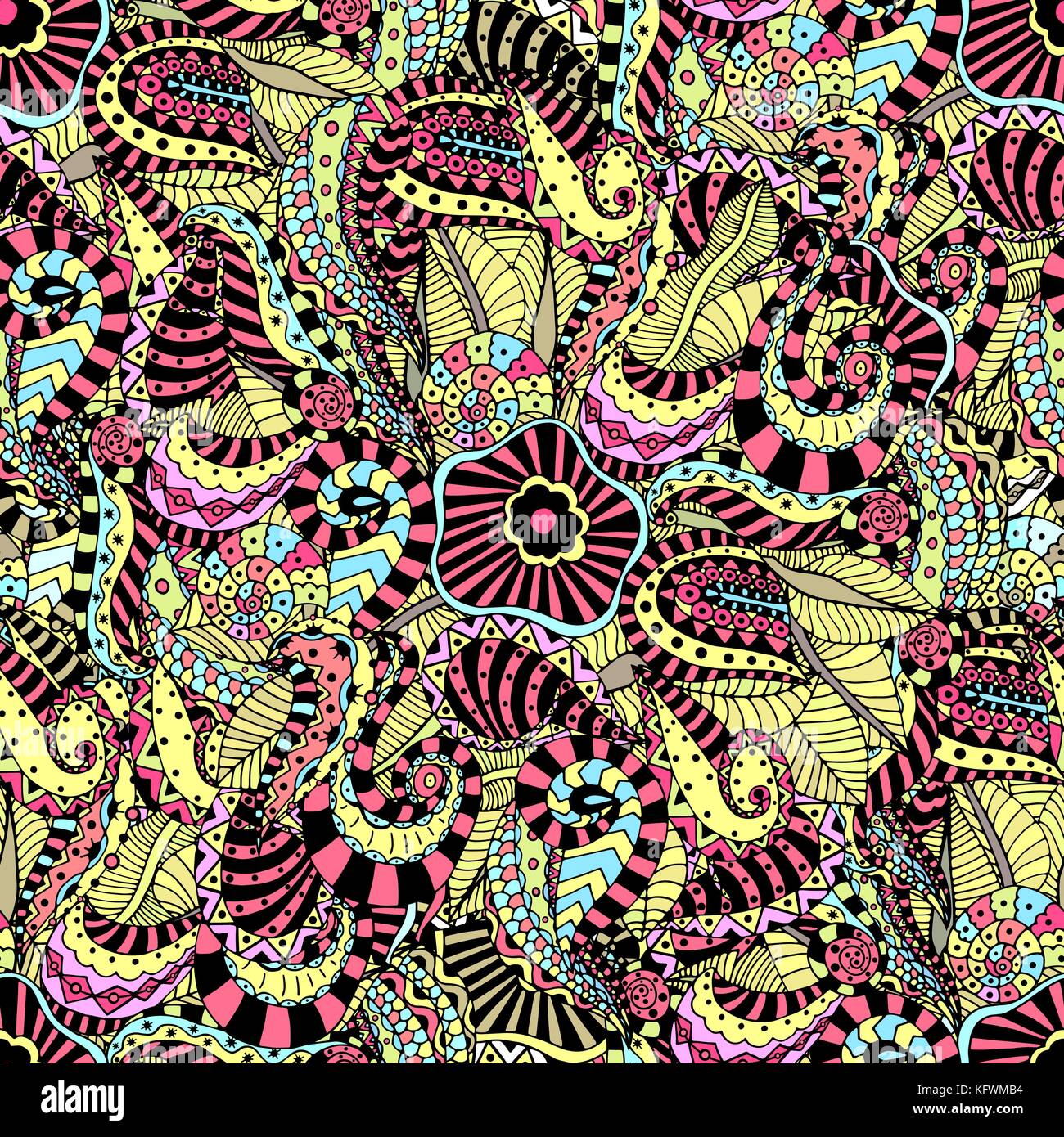 Seamless abstract hand-drawn floral pattern. Vector illustration Stock ...