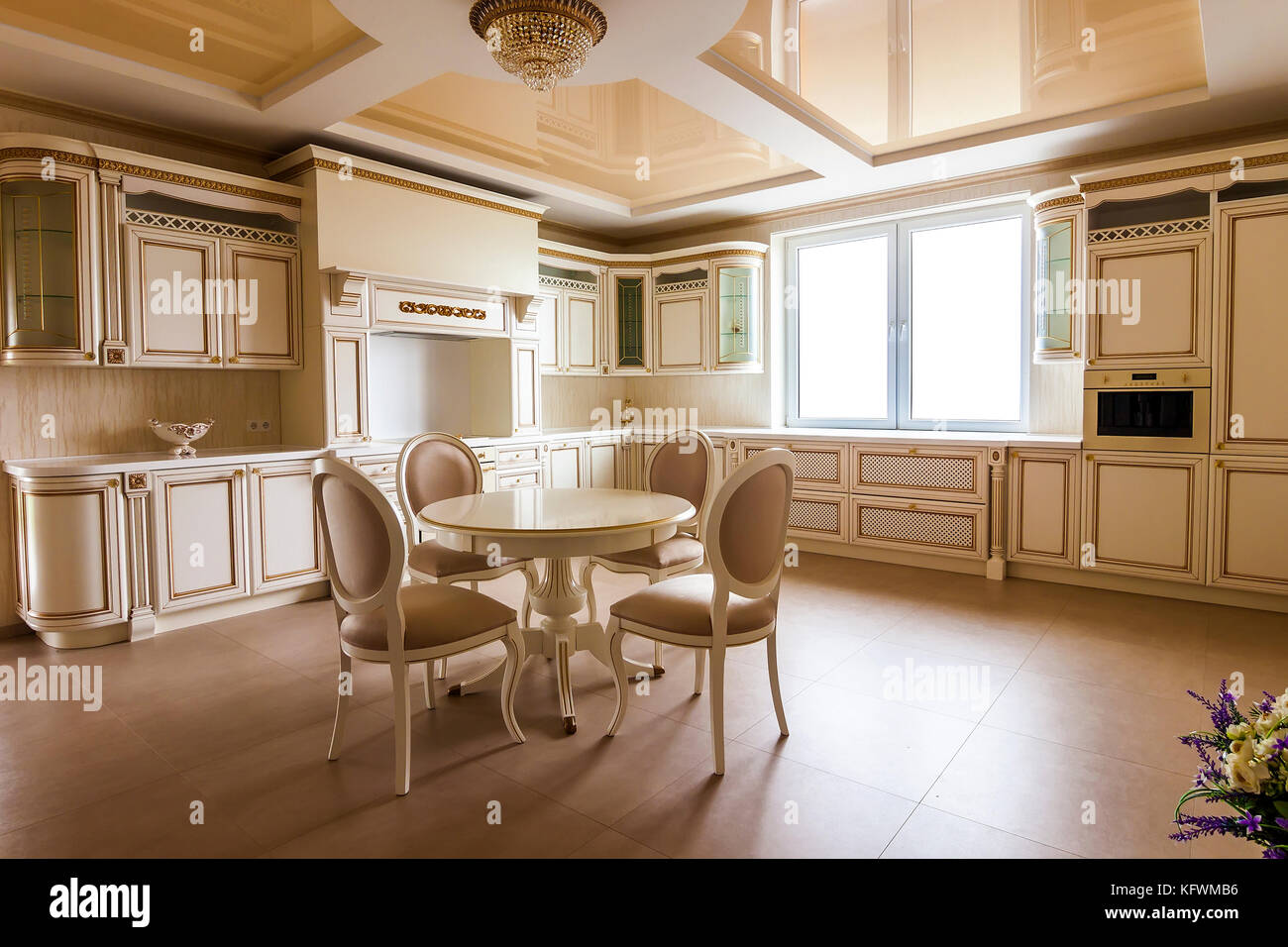Ivano-Frankivsk, Ukraine - 25 June, 2017: Luxury modern fitted kitchen ...