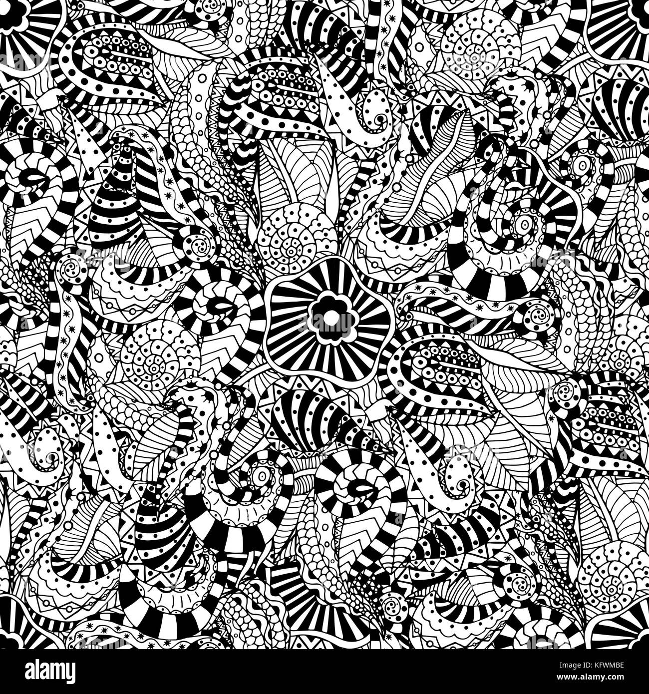 Seamless abstract hand-drawn floral pattern. Vector illustration Stock ...