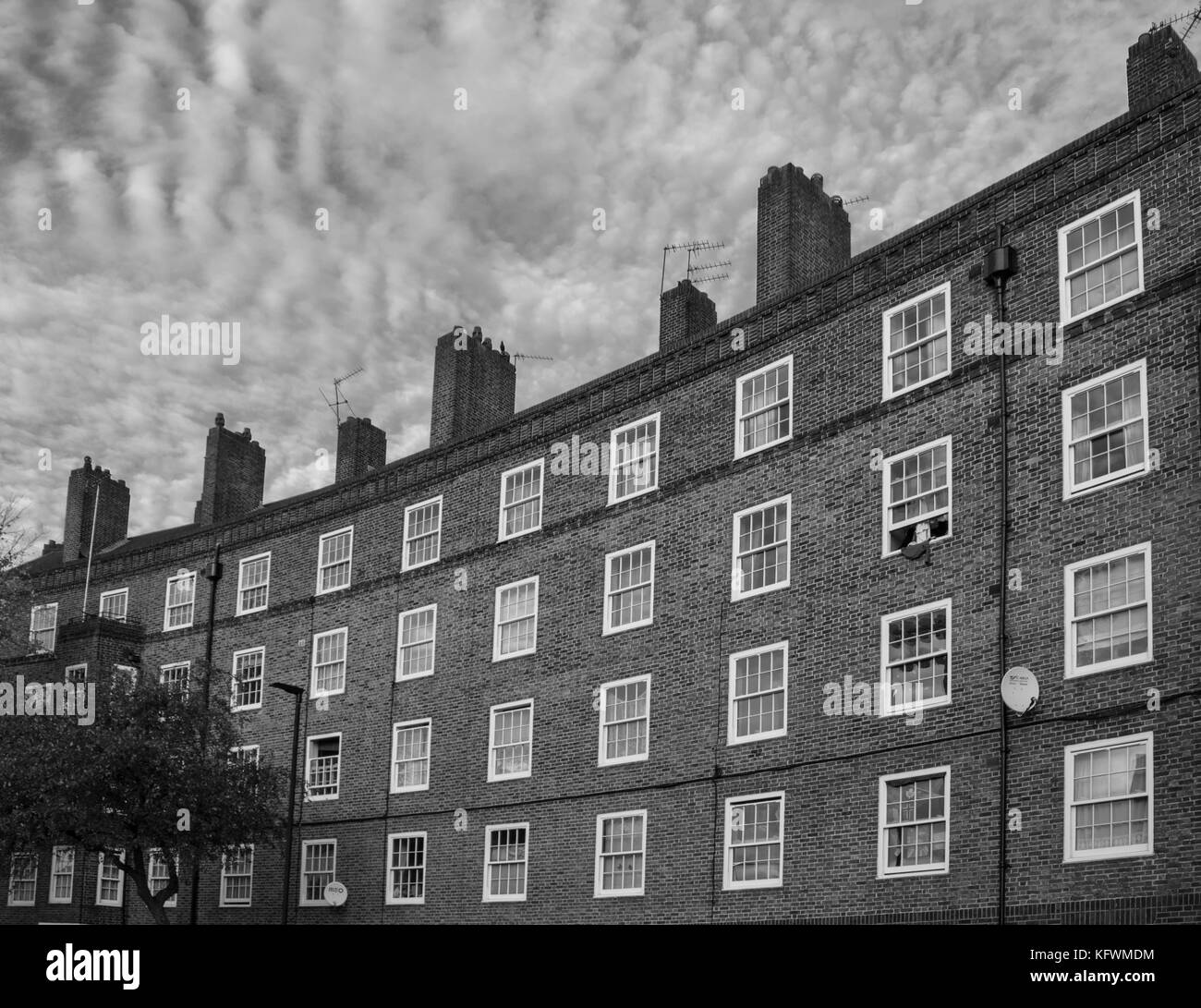 Residential brick building on Kennington Oval street London Stock Photo