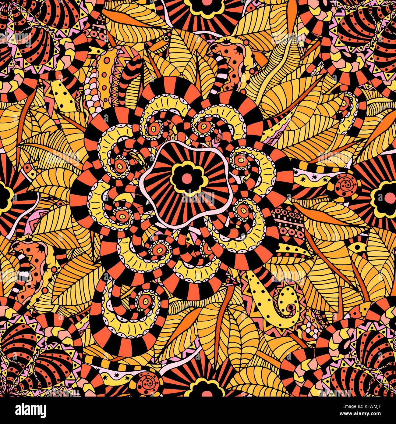 Seamless abstract hand-drawn floral pattern. Vector illustration Stock ...