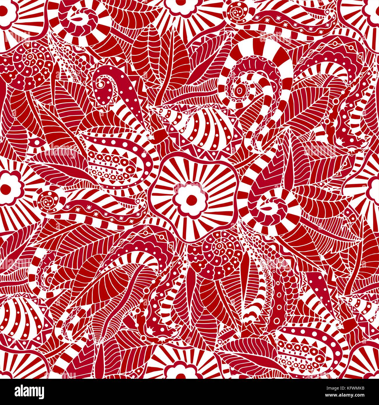 Seamless abstract hand-drawn floral pattern. Vector illustration Stock ...
