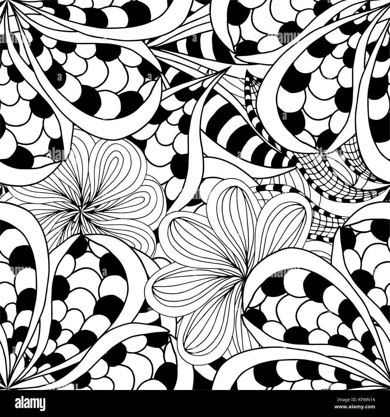 Seamless Abstract Tribal Pattern. Vector illustration. Hand Drawn ...