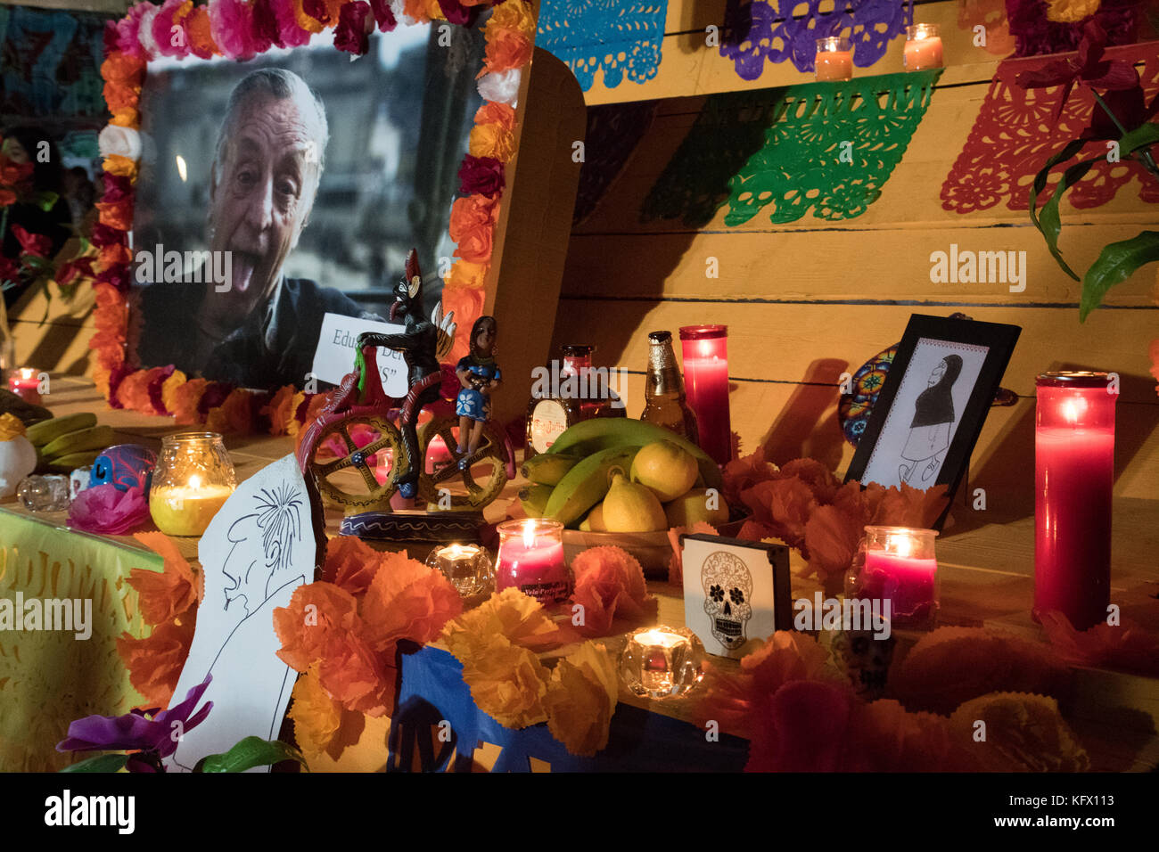 Madrid, Spain. 1st Nov, 2017. Detail of the altar dedicated to Eduardo del Rio during the Day of the Dead in Madrid. Credit: Valentin Sama-Rojo/Alamy Live News Stock Photo