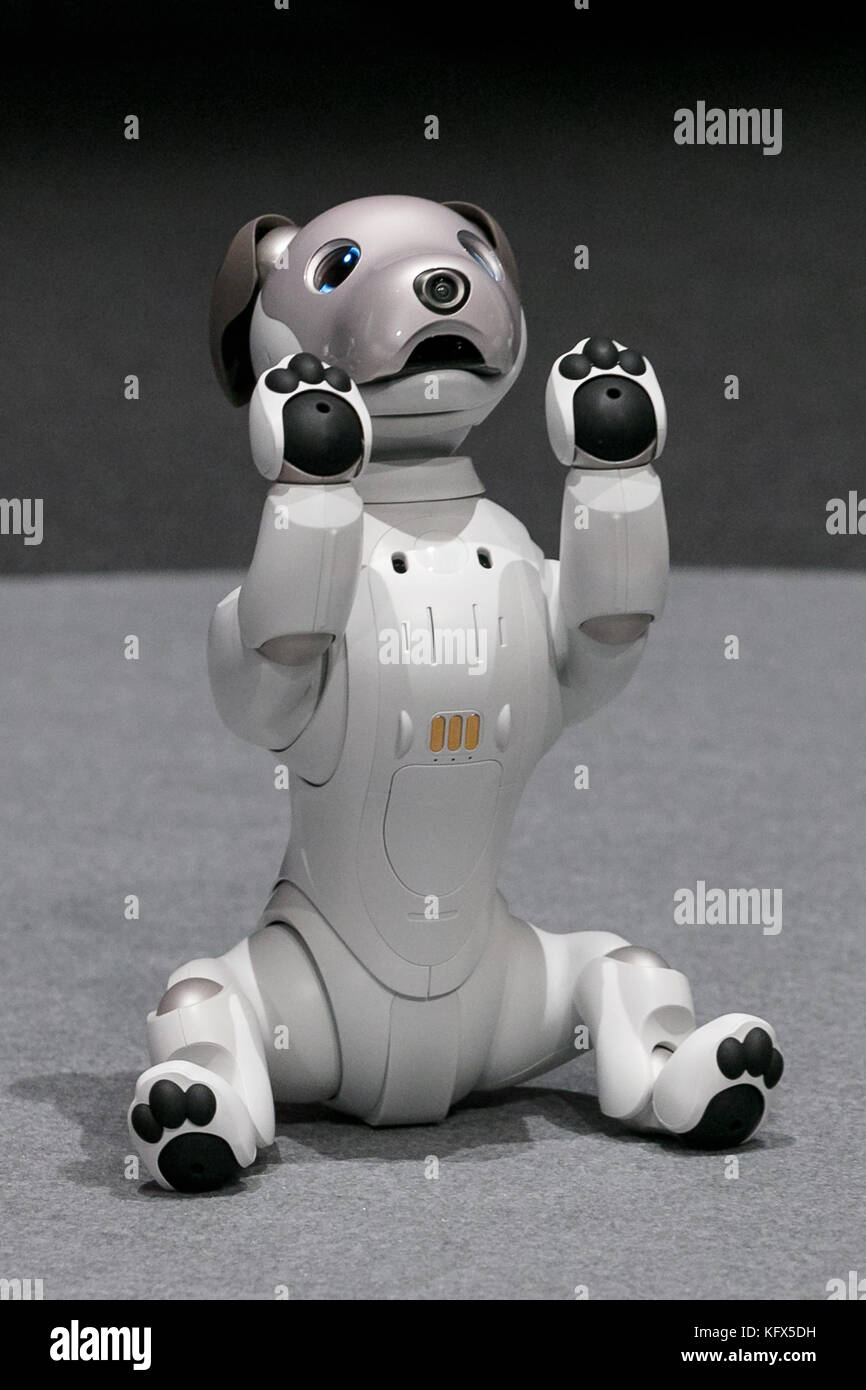 Tokyo, Japan. 1st Nov, 2017. Sony's new robot ''aibo'' on display