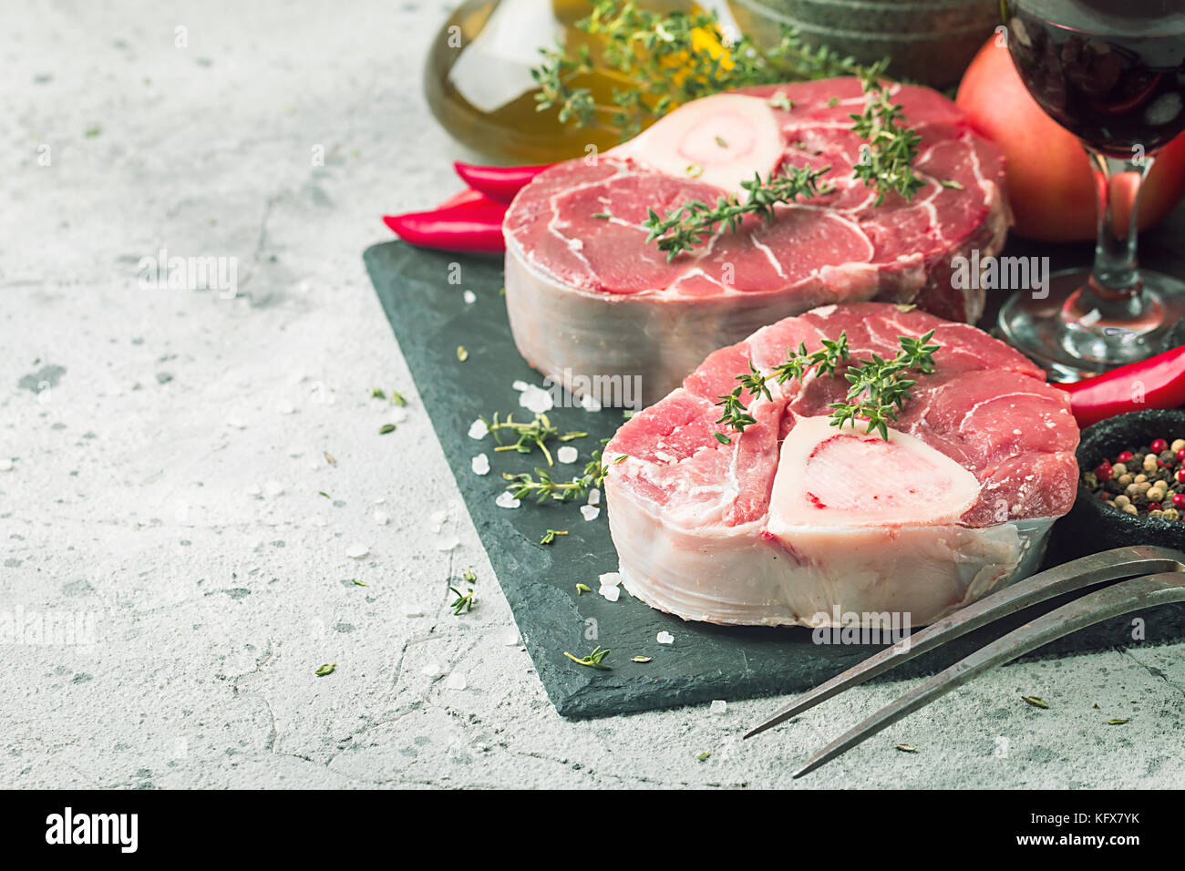 Fresh veal shank slices Stock Photo Alamy