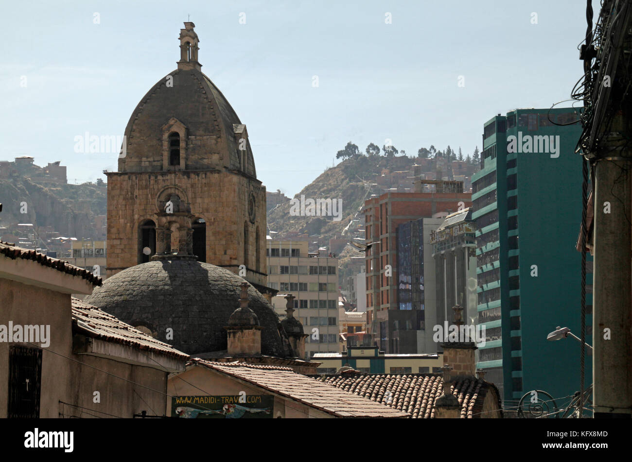 Church in downtown La Paz, Bolivia Stock Photo