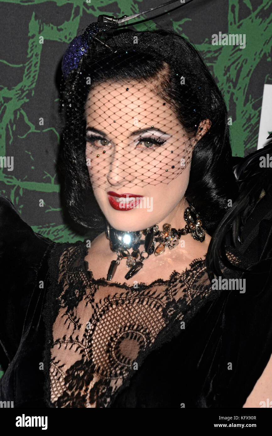 Dita Von Teese attends the Bette Midler's 2017 Hulaween Event