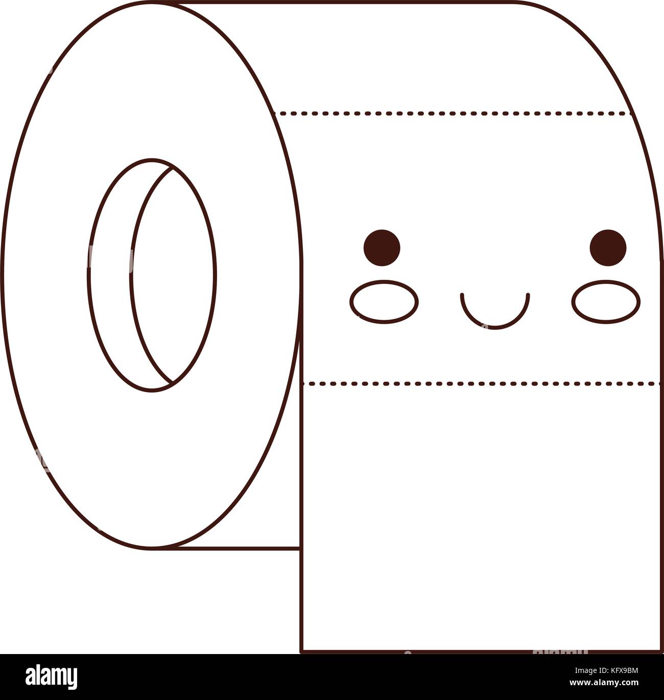 kawaii toilet paper roll in brown silhouette Stock Vector Image & Art