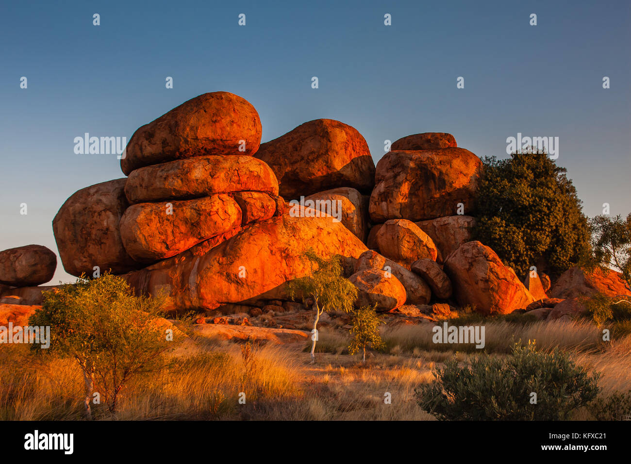 Devils Marbles at sunset Stock Photo