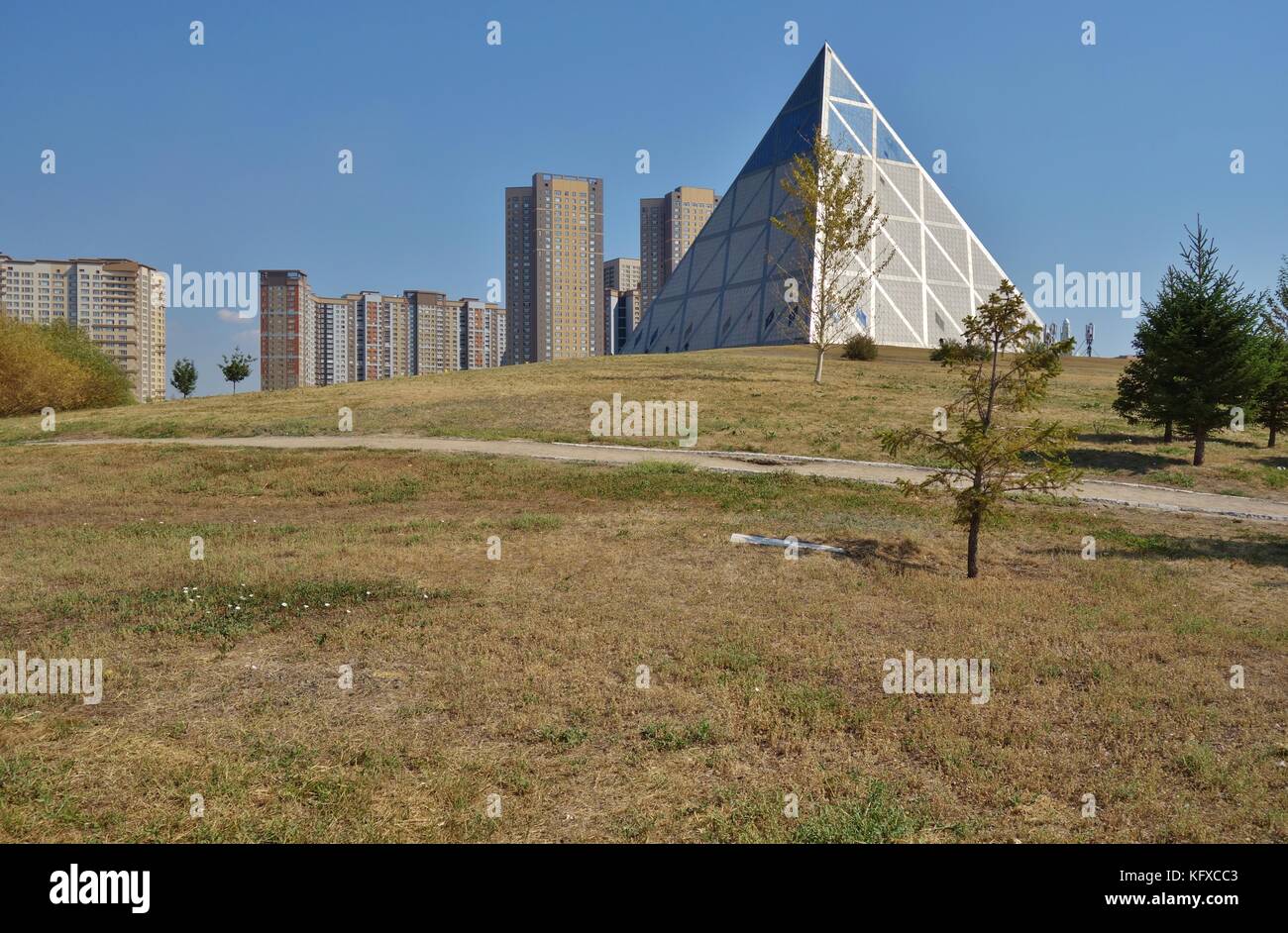 The Palace of Peace and Reconciliation (Pyramid of Peace and Accord) is a pyramid structure designed by British architects Foster and Partners Stock Photo