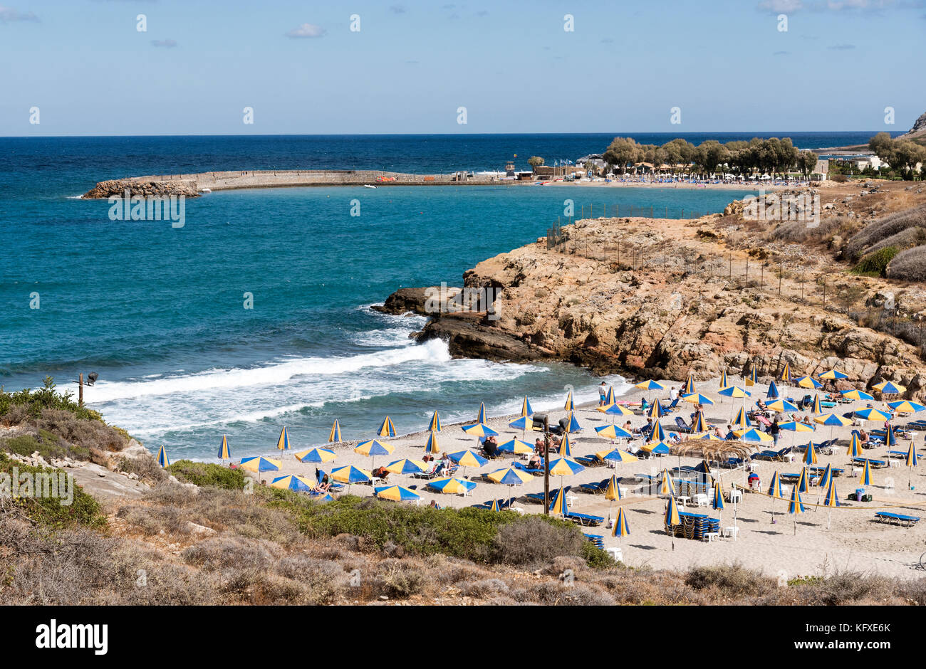 Seaside resort of Sisi close to Malia, Crete, Greece Stock Photo - Alamy