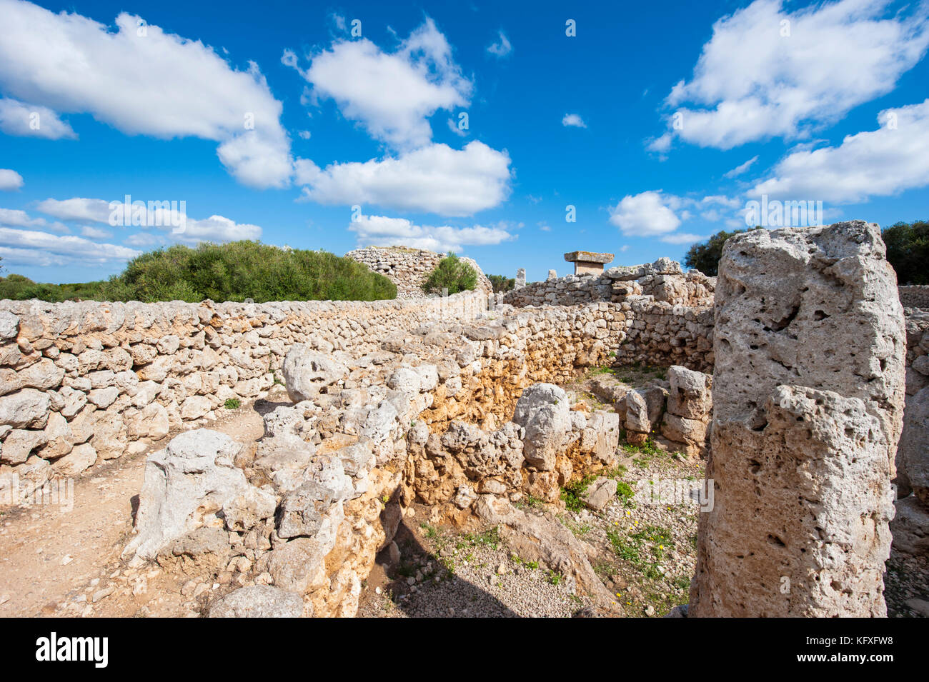 Trepuco Talaiotic settlement on Menorca, Balearic Islanad, Spain, Mediterranean Sea. Stock Photo