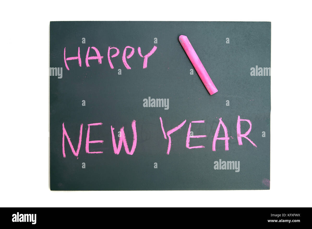 Happy New Year with red chalk on blackboard Stock Photo Alamy