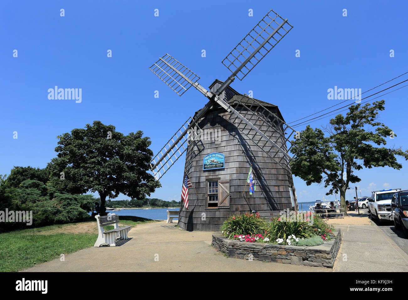 Windmill and Chamber of Commerce Sag Harbor Long Island New York Stock Photo