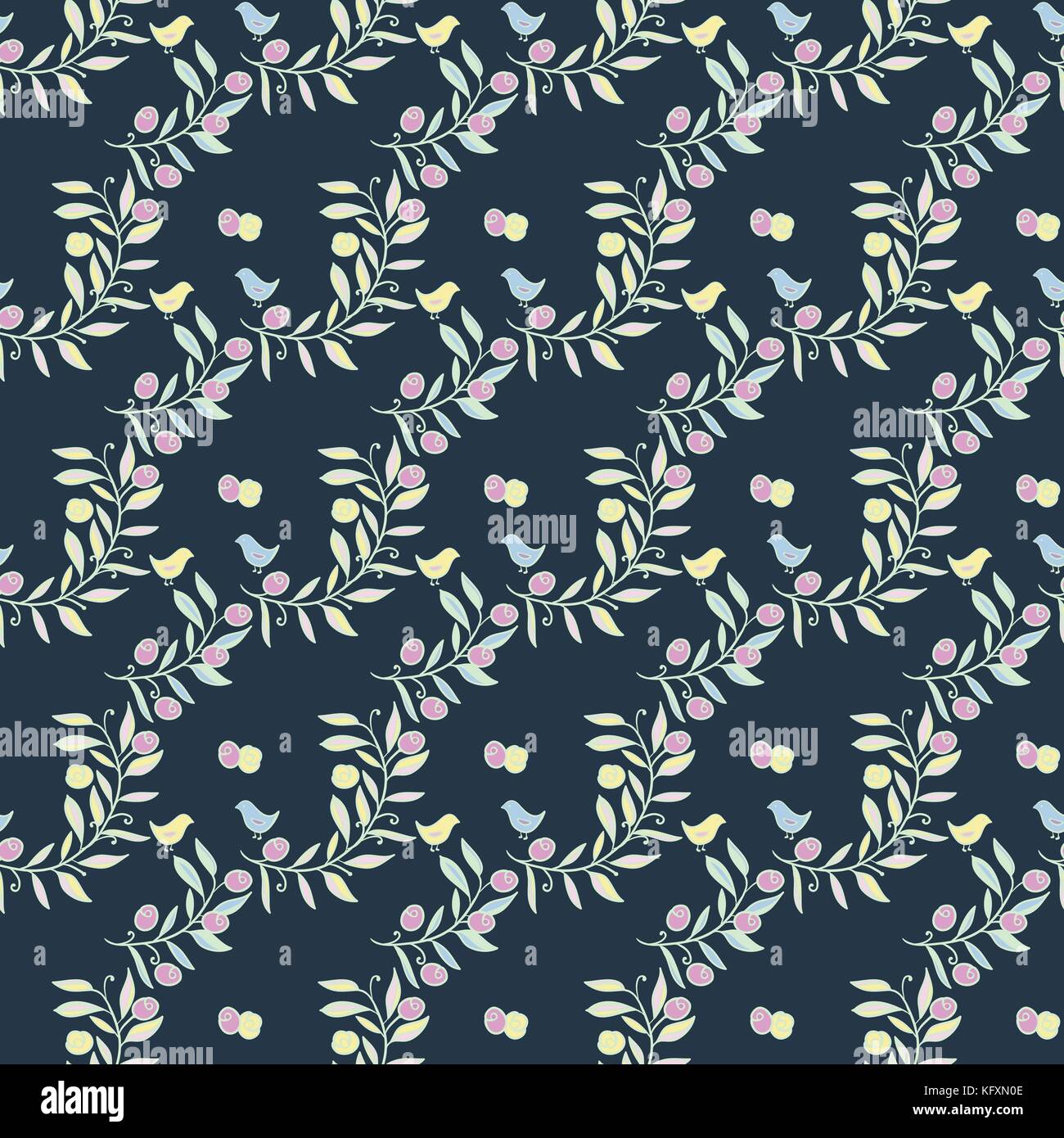 Vintage Floral Seamless Background with Birds Stock Vector Image & Art ...