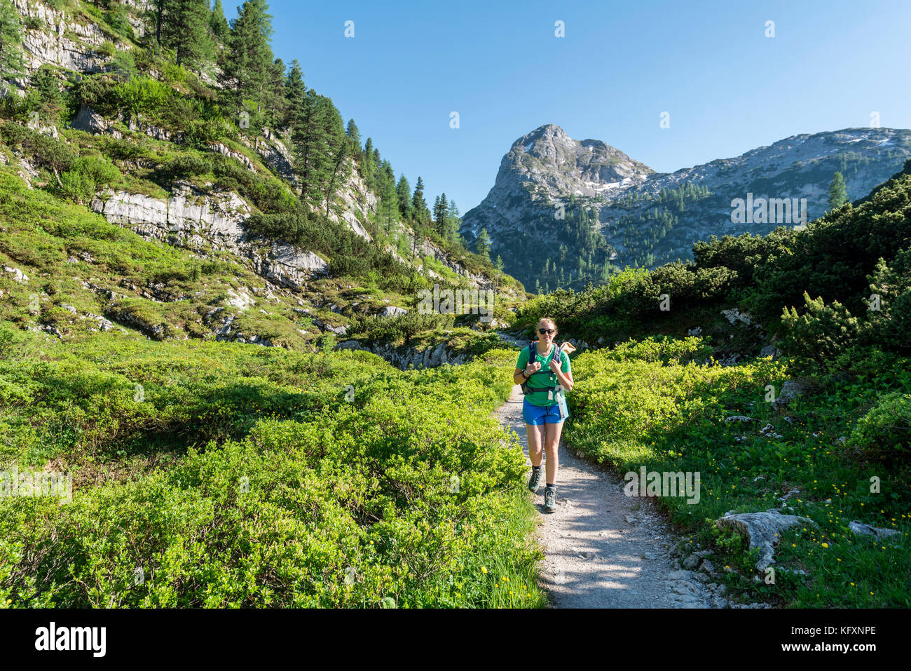 Hiker On Footpath To The Karlingerhaus Funtenseetauern National