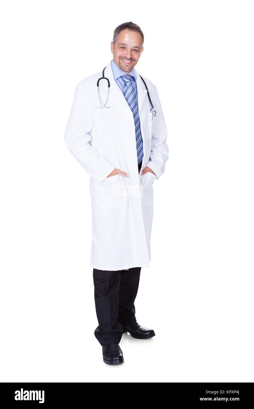 Portrait Of A Confident Doctor Isolated On White Background Stock Photo