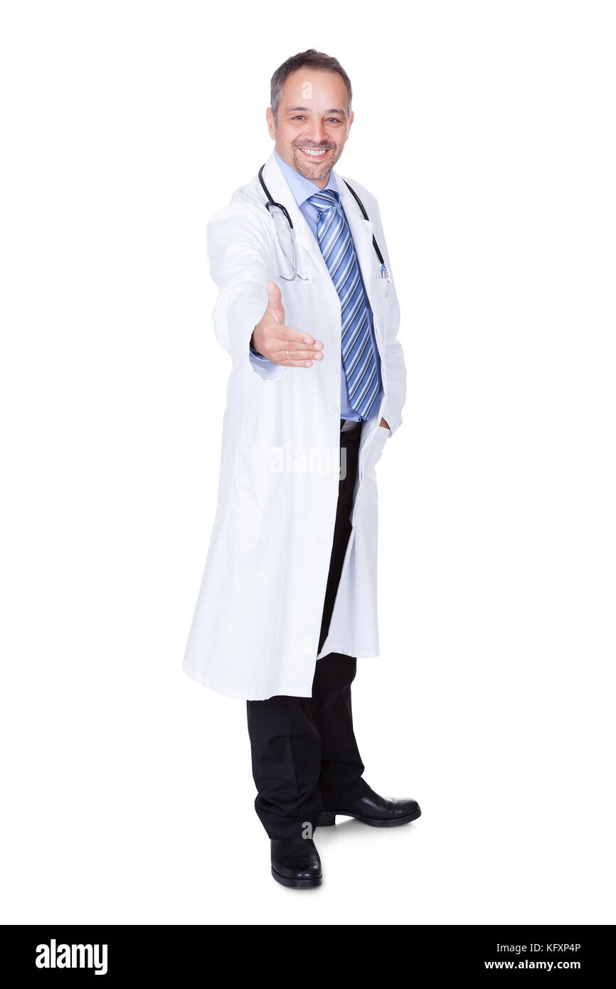 Portrait Of A Confident Doctor Isolated On White Background Stock Photo