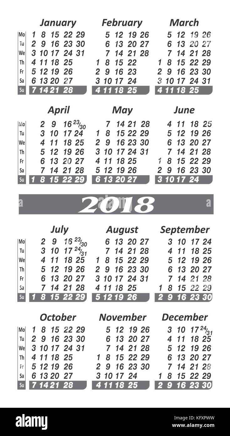 Pocket 18 Year Calendar Vector Image Simple Black And White Pocket Calendar Years Stock Vector Image Art Alamy