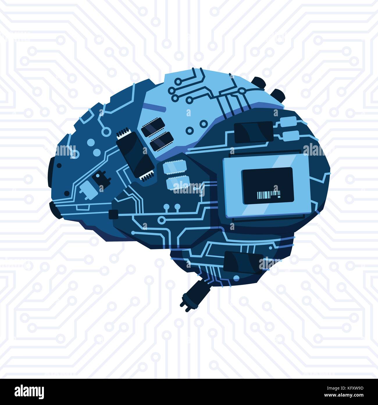 Modern Shape Of Brain Mechanism Over Circuit Motherboard Background ...