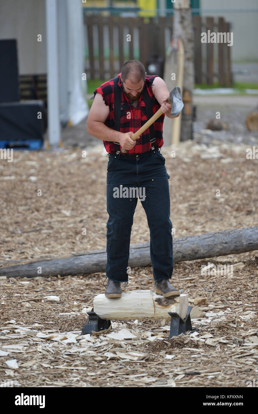 Lumberjack, wood chopping, woodchopper, wood chopper, show, Alaska
