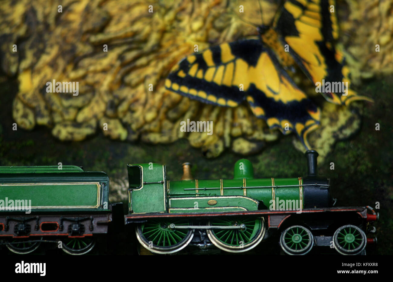 Steam engine and butterfly Stock Photo Alamy