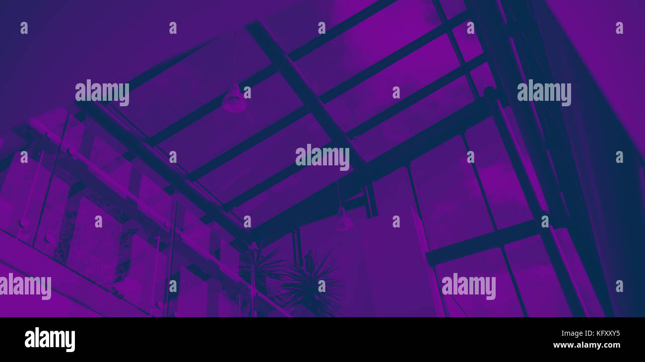 Low angle view of glass ceiling in office building Stock Photo Alamy