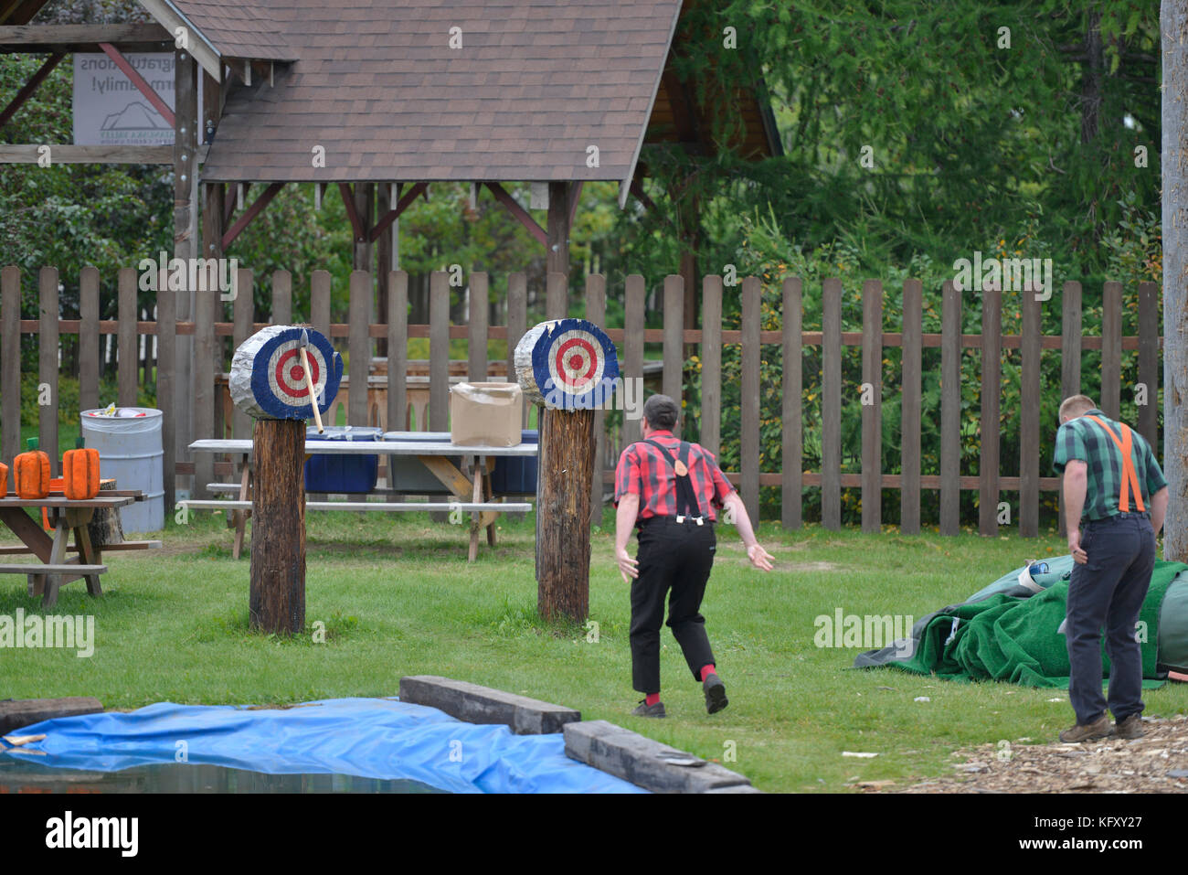 Lumberjack, show, Alaska State Fair, Palmer, Alaska, USA Stock Photo