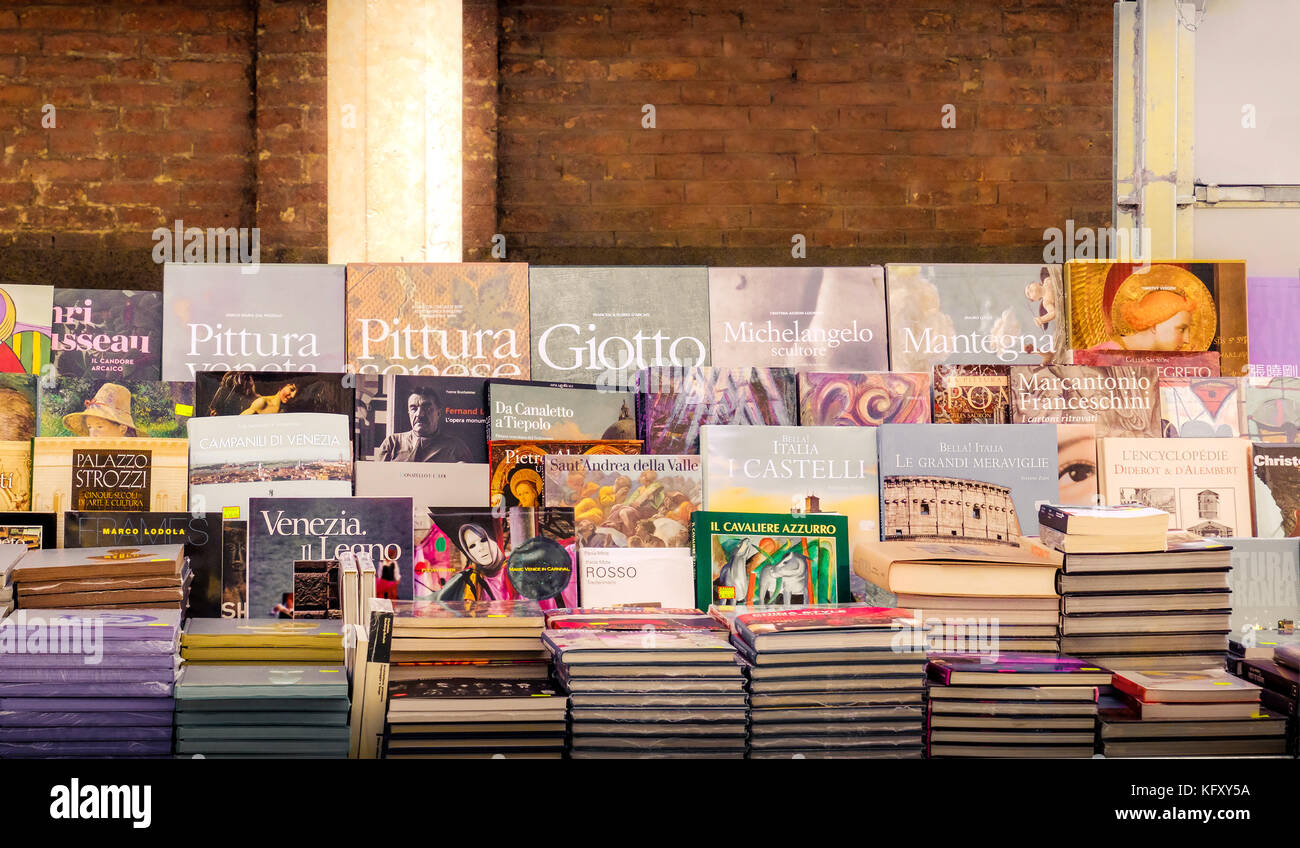 italian art books on a market stall in Rome, Italy,24 Apr 2017 Stock Photo
