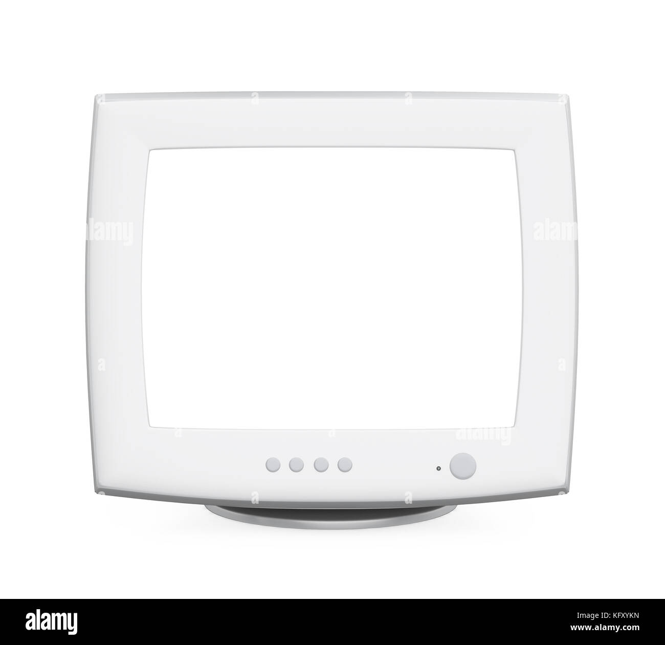 CRT Computer Monitor with Blank White Screen Isolated Stock Photo
