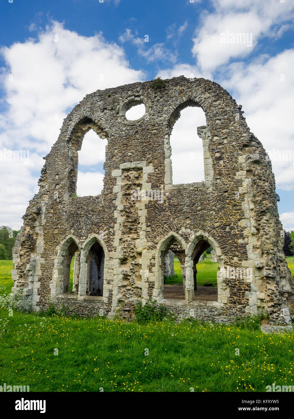 Waverley Abbey, near Farnham, Surrey, United Kingdom, Europe - the first Cistercian Abbey in England, founded in 1128  on the River Wey Stock Photo