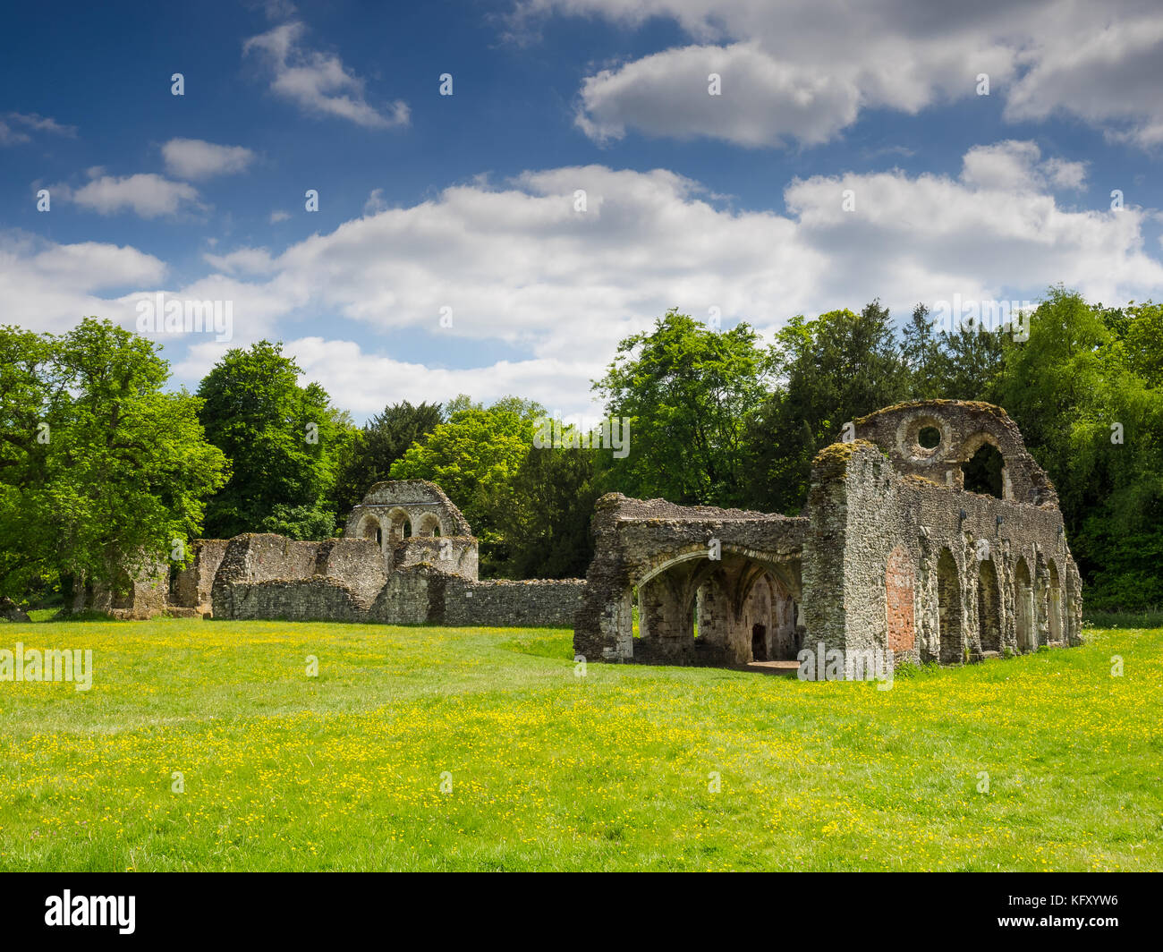 Waverley Abbey, near Farnham, Surrey, United Kingdom, Europe - the first Cistercian Abbey in England, founded in 1128  on the River Wey Stock Photo