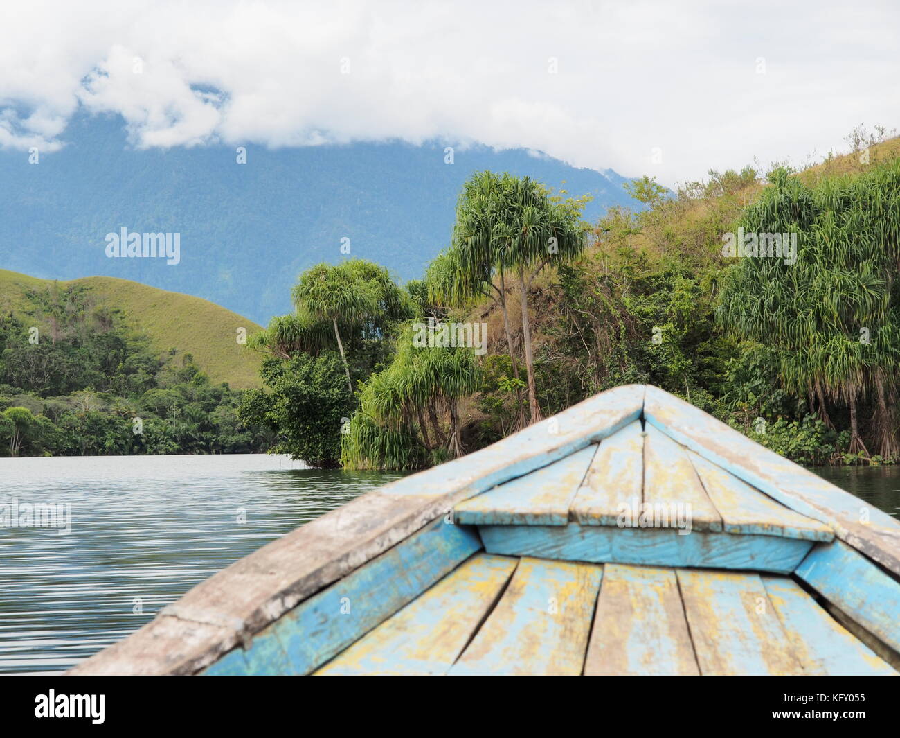 Cruising Lake Sentani in Papua by boat Stock Photo - Alamy