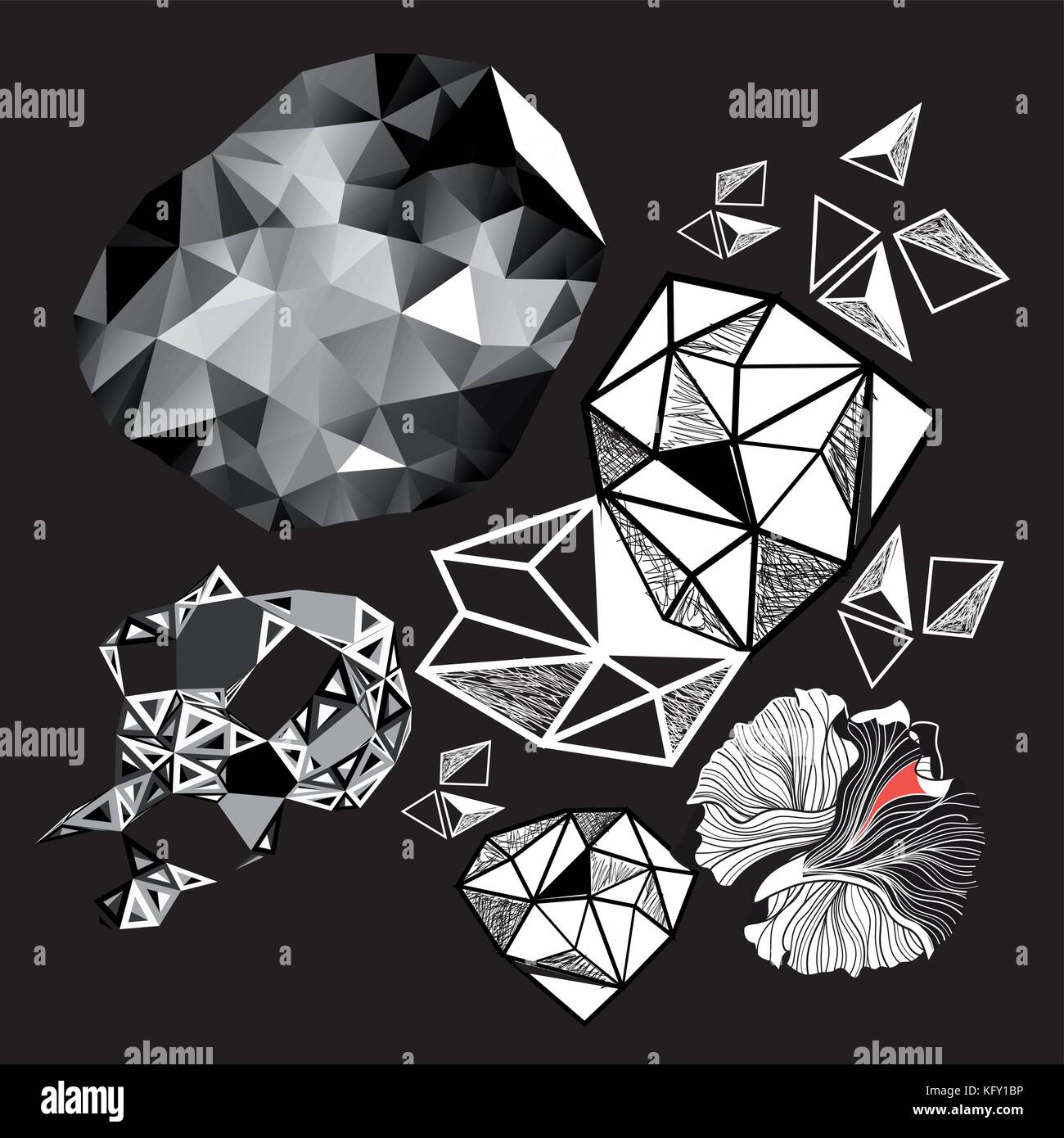 Vector set of abstract elements on a black background Stock Vector