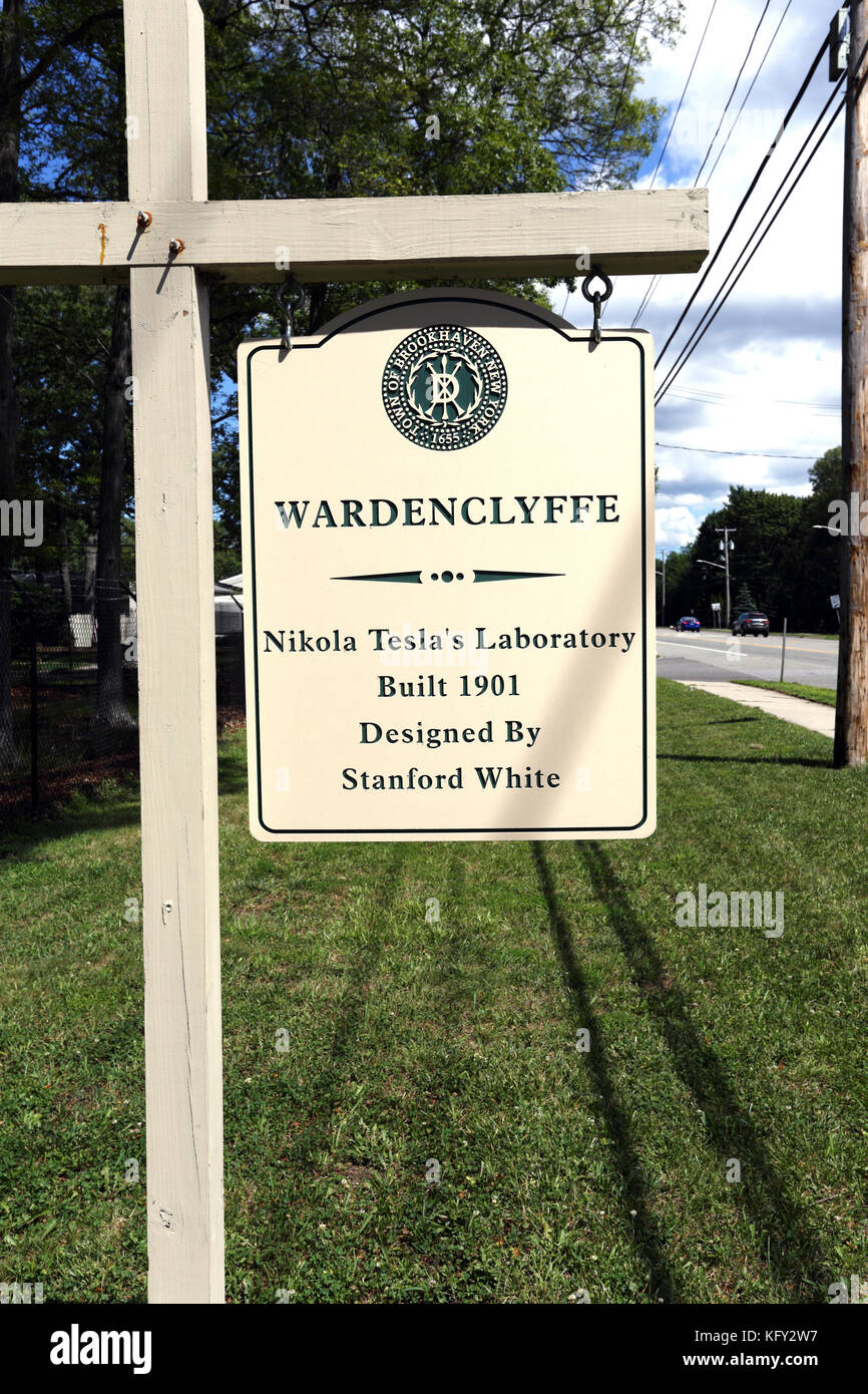 Sign outside Wardenclyffe laboratory of Nikolas Tesla built in 1901