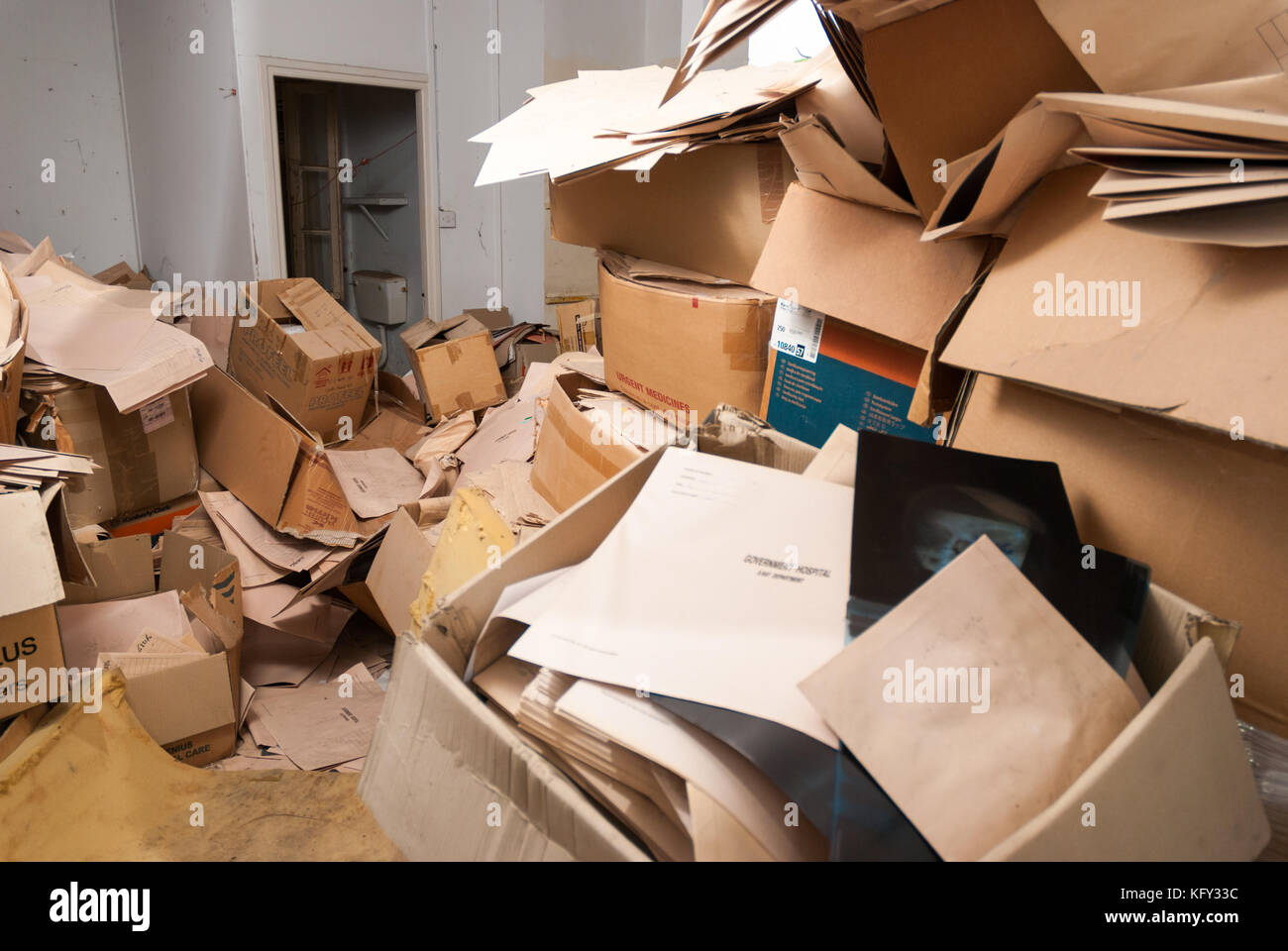 Medical Supplies Room And X Ray Films Archive In Abandoned