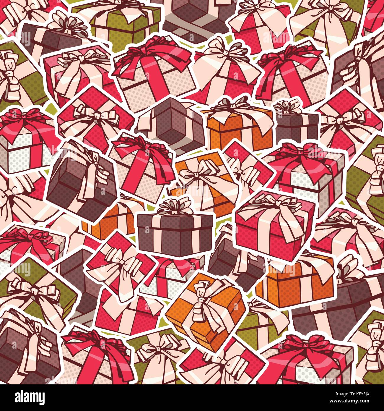 Colorful Gift Boxes And Red Bows Ribbons Holiday Background Design ...