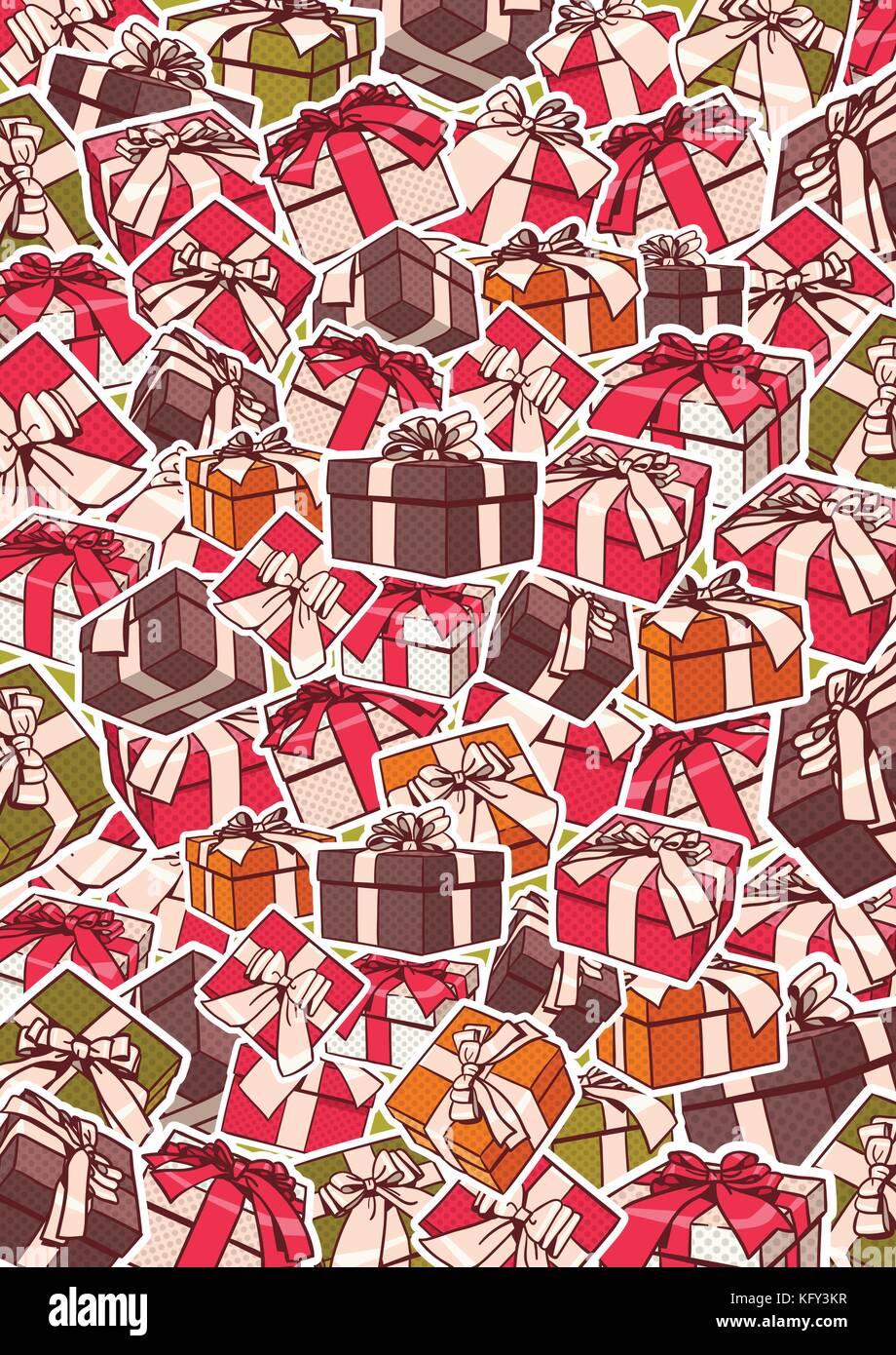 Colorful Gift Boxes And Red Bows Ribbons Holiday Background Design ...