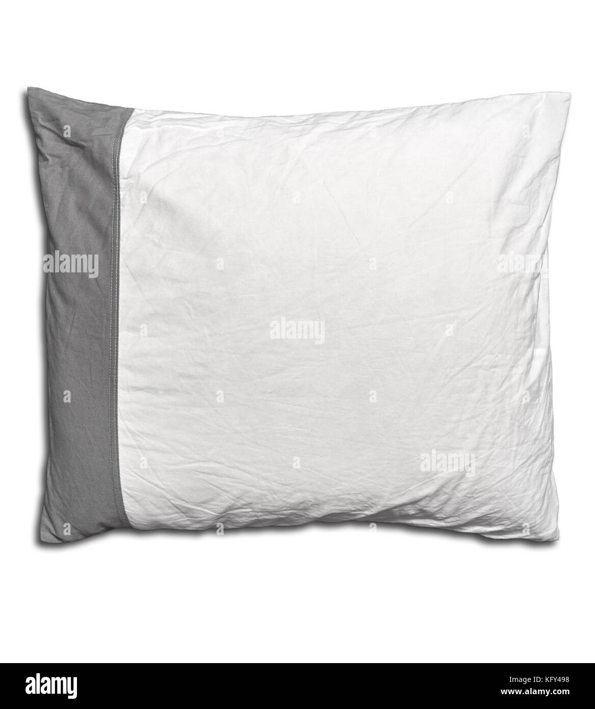 Gray and white pillow of an bed isolated on white with soft shadow