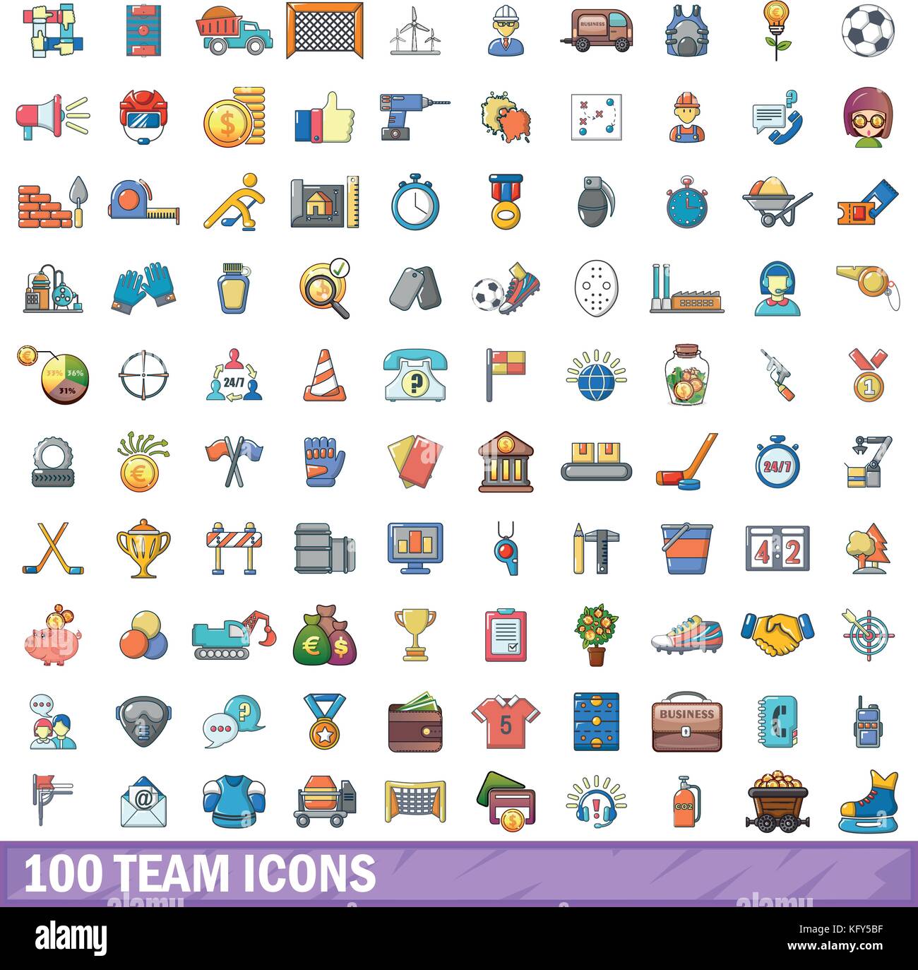 100 team icons set, cartoon style Stock Vector Image & Art - Alamy