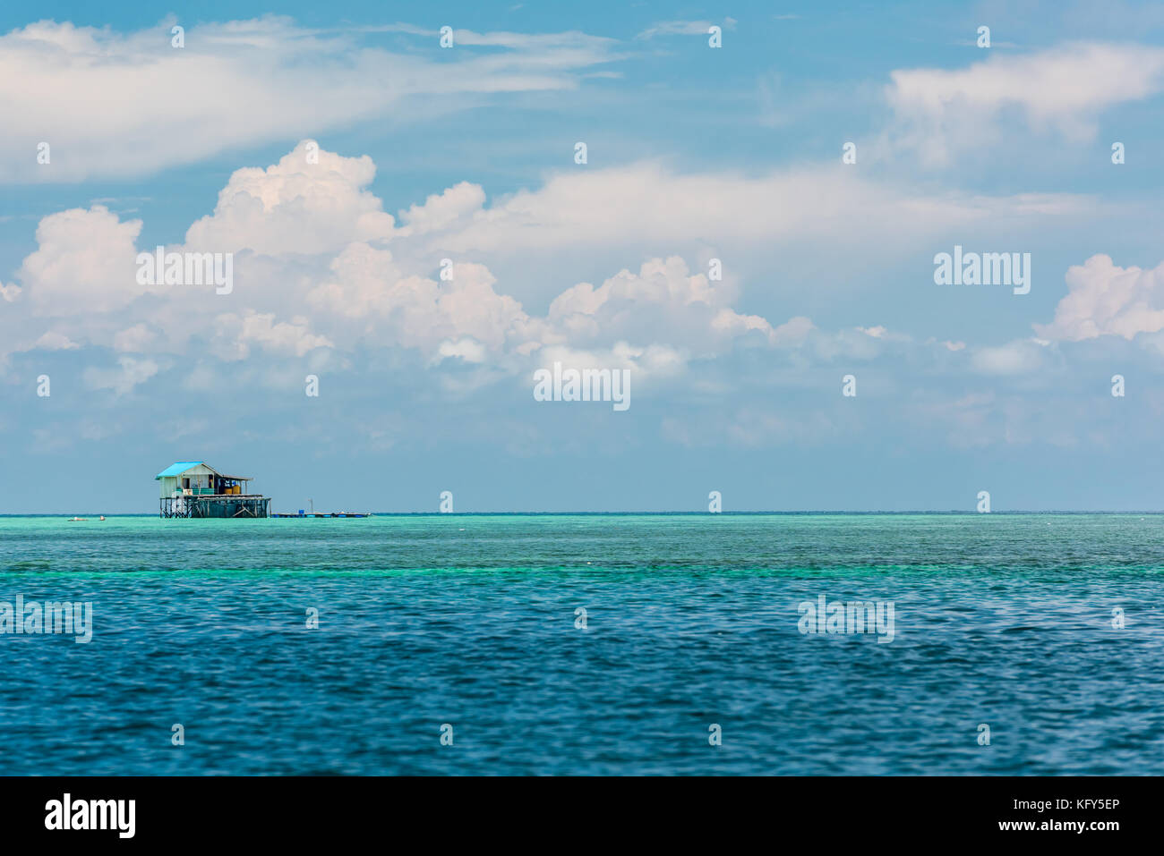 Traditional fishing structure built with bamboo called Bagang, Berau