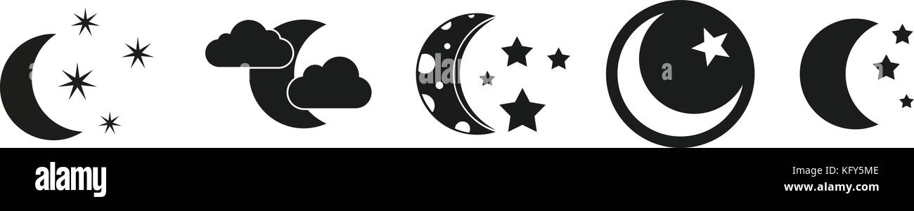 Moon icon set, simple style Stock Vector Image & Art - Alamy