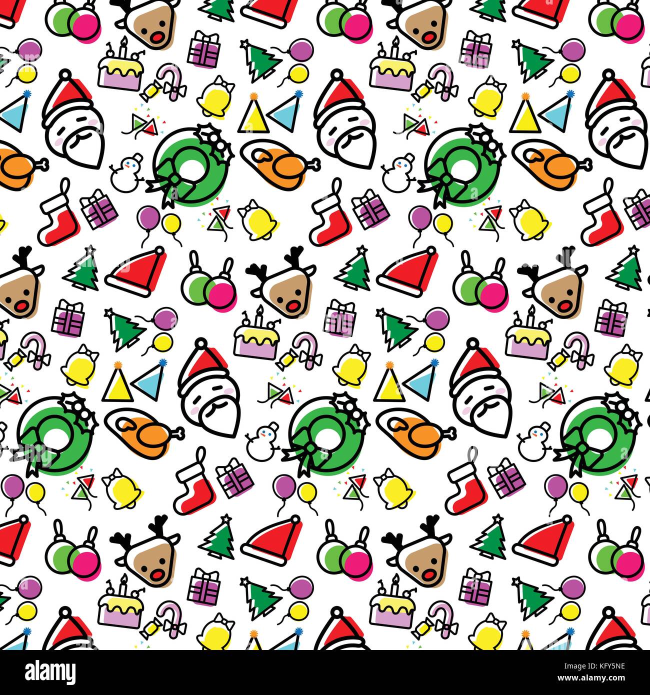Colorful Christmas icons seamless pattern vector design concept on ...