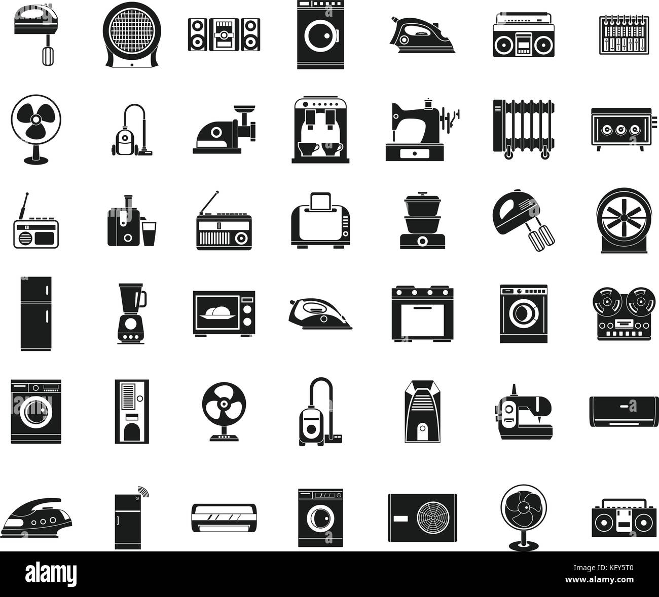 Appliances icon set, simple style Stock Vector