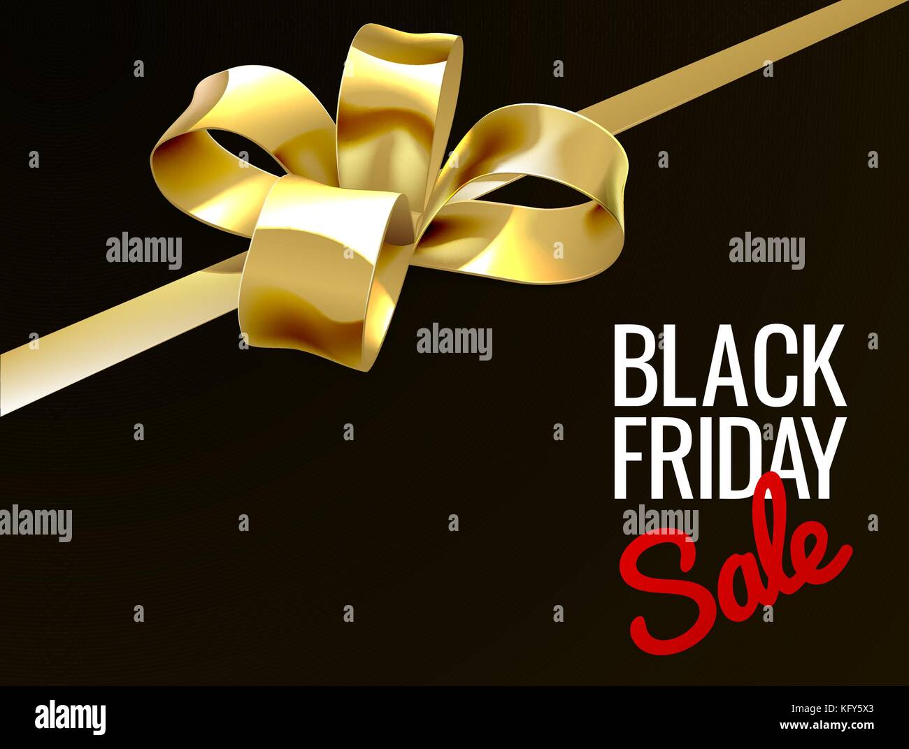 Black Friday Sale Gold Gift Bow Sign Stock Vector