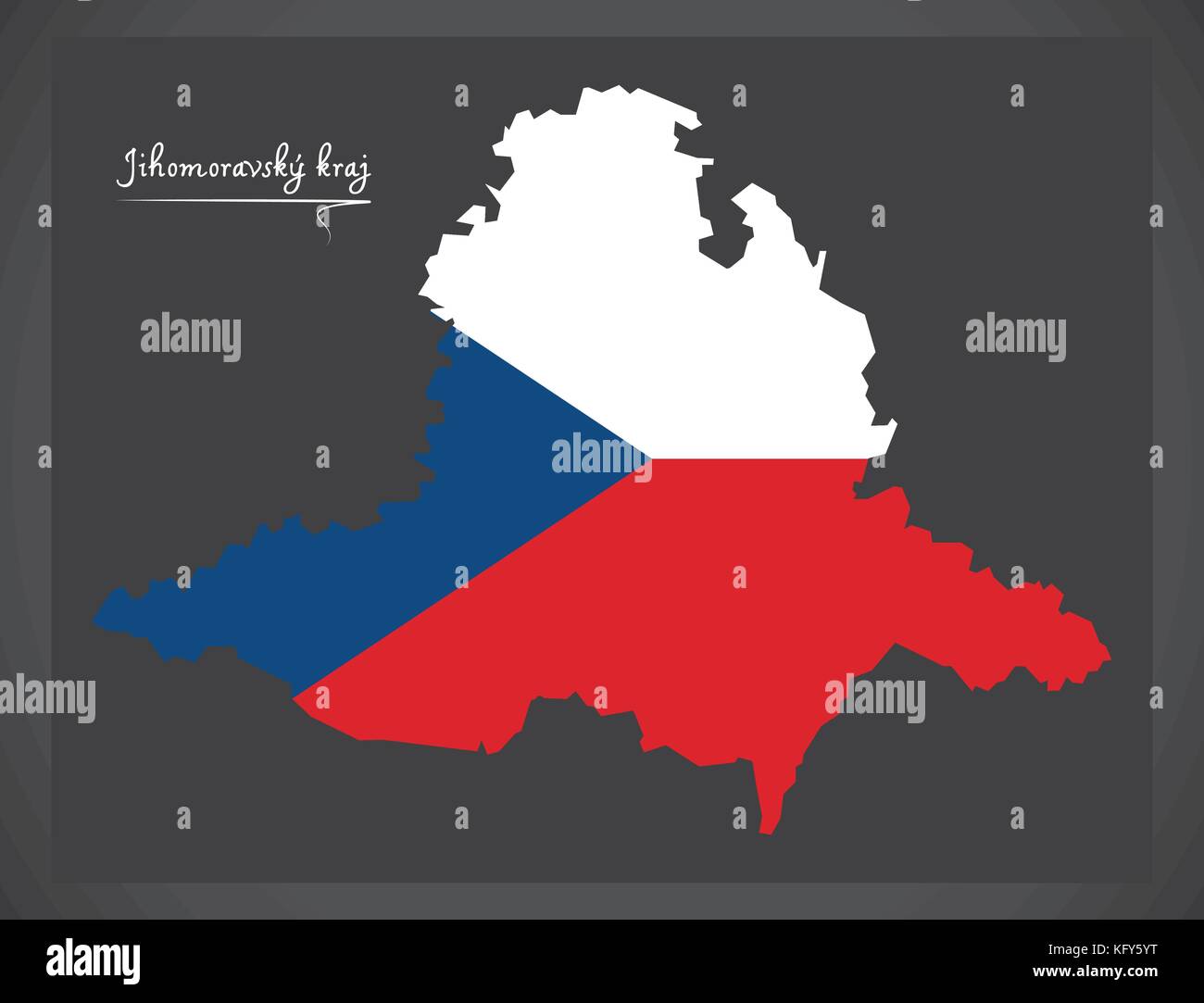 Jihomoravsky kraj map of the Czech Republic with national flag ...